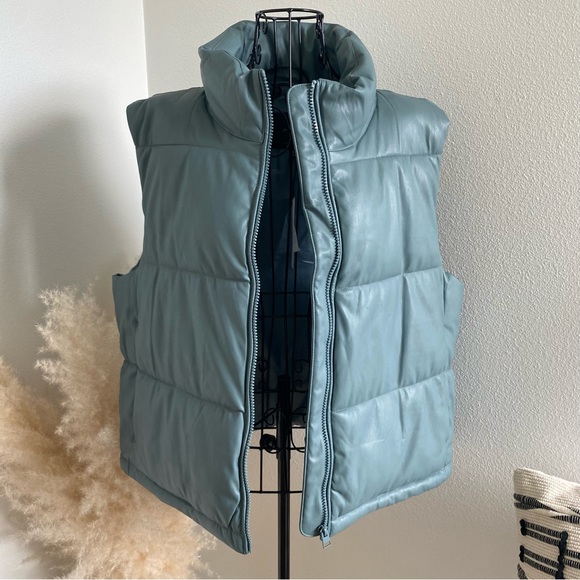 SOLD 7 For All Mankind Faux Leather Puffer Vest - Picture 8 of 12